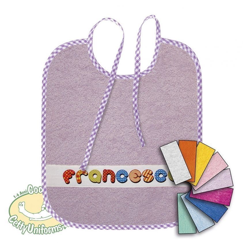 bavaglino in cotone con laccetti viola bambina